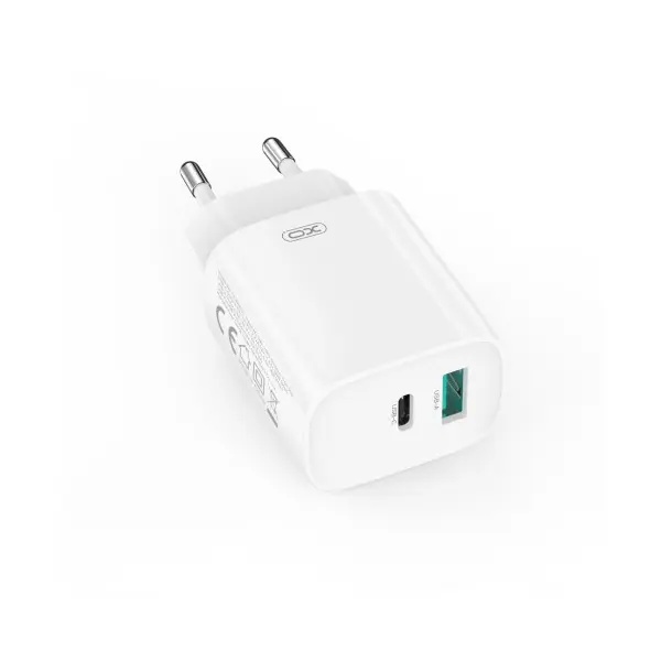 MR4_60186 Мережевий зарядний пристрій xo ce29 20w 1usb-a+1type-c fast charger, білий 