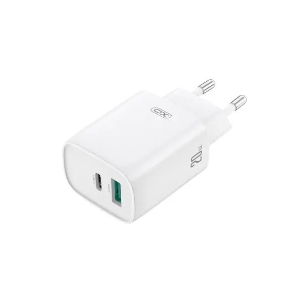 MR4_60187 Мережевий зарядний пристрій xo ce29 20w 1usb-a+1type-c fast charger with lightning cable (nb-q231a), білий 