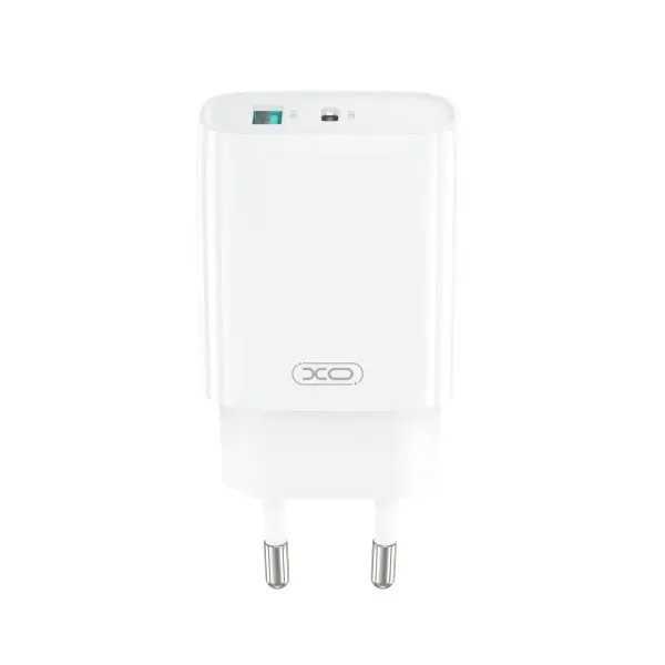 MR4_60187 Мережевий зарядний пристрій xo ce29 20w 1usb-a+1type-c fast charger with lightning cable (nb-q231a), білий 