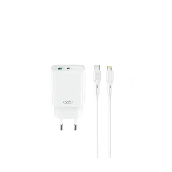 МЕРЕЖЕВИЙ ЗАРЯДНИЙ ПРИСТРІЙ XO CE29 20W 1USB-A+1TYPE-C FAST CHARGER WITH TYPE-C CABLE (NB-Q231A), БІЛИЙ