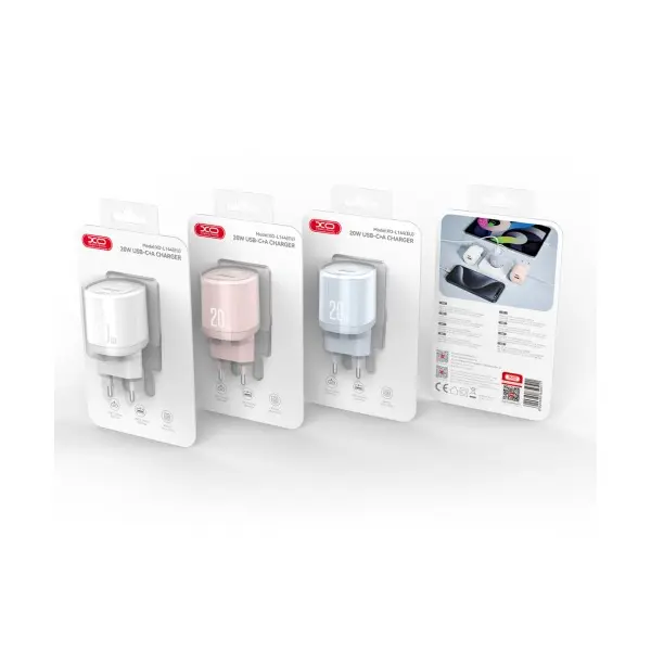 MR4_60194 Мережевий зарядний пристрій xo l144 (eu) pd20w 1usb-a+1type-c fast charger, білий 