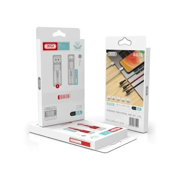 КАБЕЛЬ XO NB-Q166 FAST CHARGING USB CABLE ДЛЯ LIGHTNING 5A, 1M, БІЛИЙ