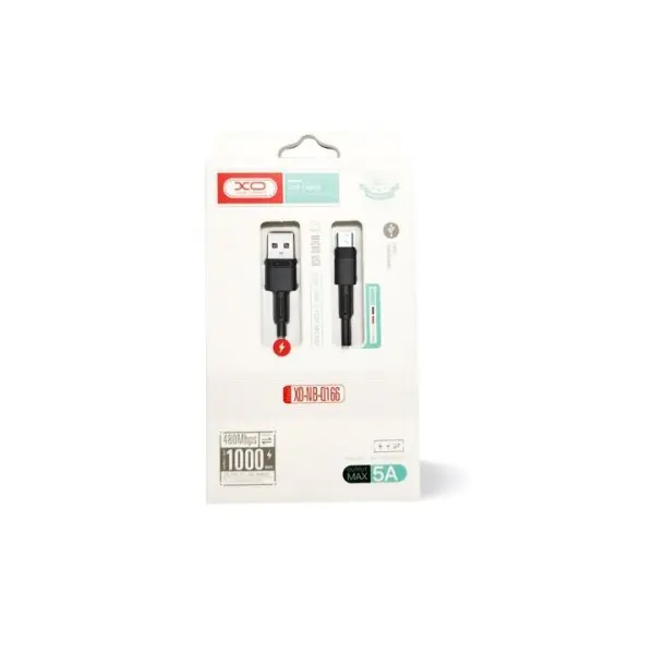 MR4_60215 Кабель xo nb-q166 fast charging usb cable для type-c 5a, 1m, чорний 