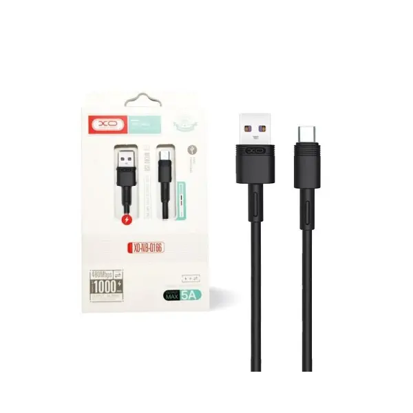MR4_60215 Кабель xo nb-q166 fast charging usb cable для type-c 5a, 1m, чорний 