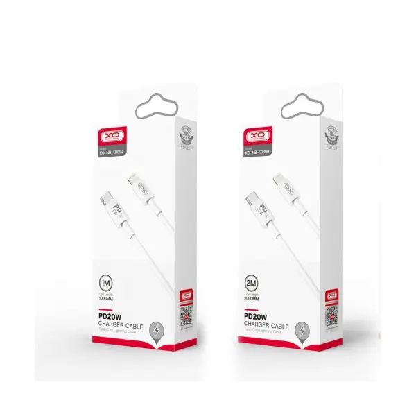КАБЕЛЬ XO NB-Q189B PD20W CHARGER CABLE TYPE-C TO LIGHTNING 2M, БІЛИЙ