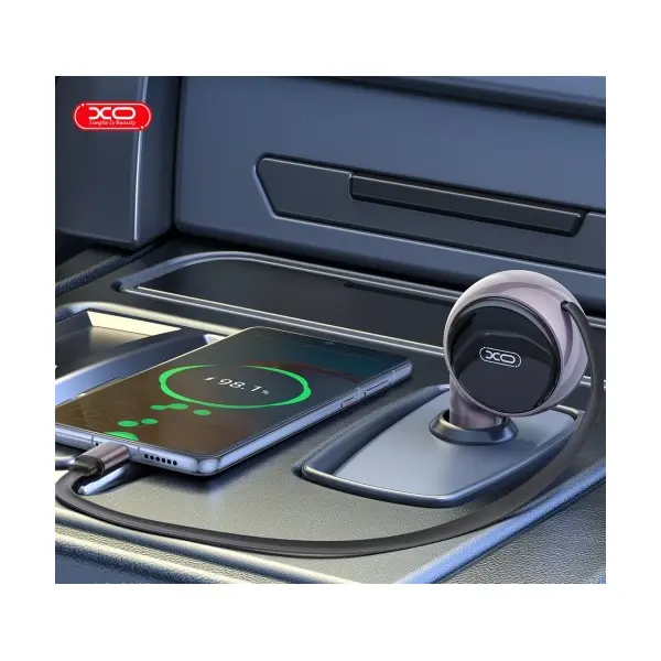 АВТОМОБІЛЬНИЙ ЗАРЯДНИЙ ПРИСТРІЙ XO CC65 2IN1 WITH RETRACTABLE CAR CHARGER ФІОЛЕТОВИЙ