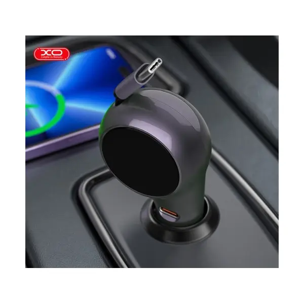 АВТОМОБІЛЬНИЙ ЗАРЯДНИЙ ПРИСТРІЙ XO CC65 2IN1 WITH RETRACTABLE CAR CHARGER ФІОЛЕТОВИЙ