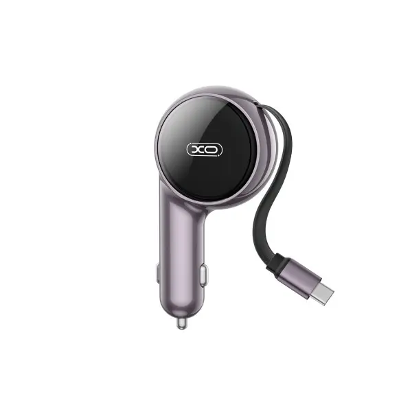 АВТОМОБІЛЬНИЙ ЗАРЯДНИЙ ПРИСТРІЙ XO CC65 2IN1 WITH RETRACTABLE CAR CHARGER ФІОЛЕТОВИЙ