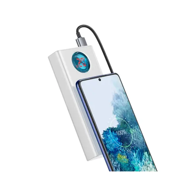 ЗОВНІШНІ АКУМУЛЯТОРИ POWER BANK BASEUS AMBLIGHT DIGITAL DISPLAY QUICK CHARGE 30000MAH 65W OVERSEAS EDIT, БІЛИЙ PPLG000102