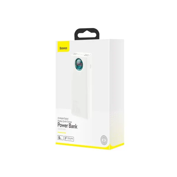 ЗОВНІШНІ АКУМУЛЯТОРИ POWER BANK BASEUS AMBLIGHT DIGITAL DISPLAY QUICK CHARGE 30000MAH 65W OVERSEAS EDIT, БІЛИЙ PPLG000102