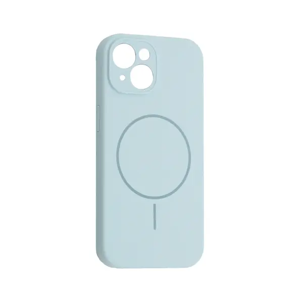 ЧОХОЛ SILICONE CASE FULL CAMERA FINE RING MAGSAFE ДЛЯ IPHONE 15 NEW SKY СИНІЙ