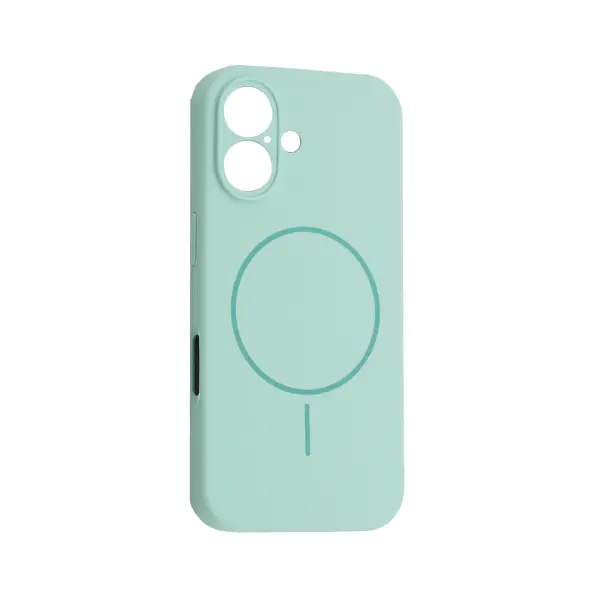 ЧОХОЛ SILICONE CASE FULL CAMERA FINE RING MAGSAFE ДЛЯ IPHONE 16 LIGHT CYAN