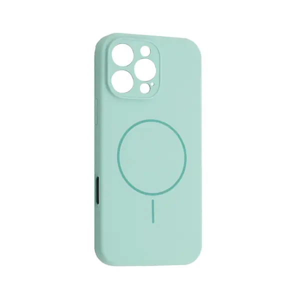 ЧОХОЛ SILICONE CASE FULL CAMERA FINE RING MAGSAFE ДЛЯ IPHONE 16 PRO MAX LIGHT CYAN