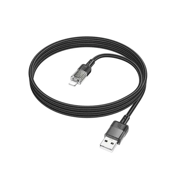 MR4_62055 Кабель hoco u129 spirit transparent charging data cable lightning 1.2m, чорний 