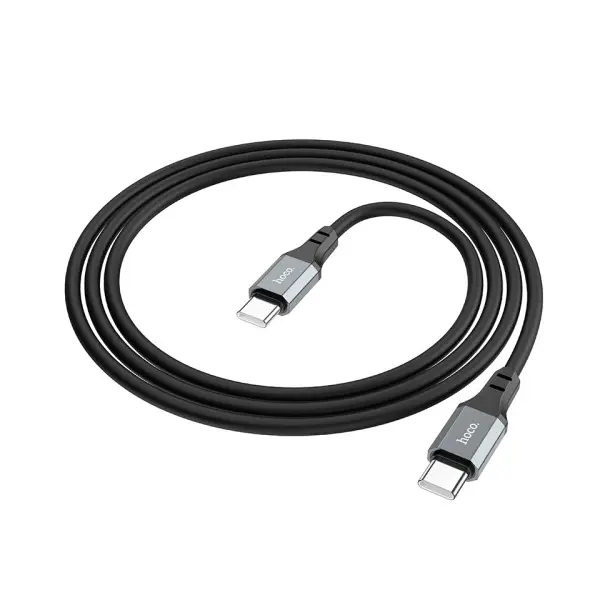 КАБЕЛЬ PD HOCO X86 TYPE-C TO TYPE-C SPEAR 60W SILICONE CHARGING DATA CABLE 1M, ЧОРНИЙ