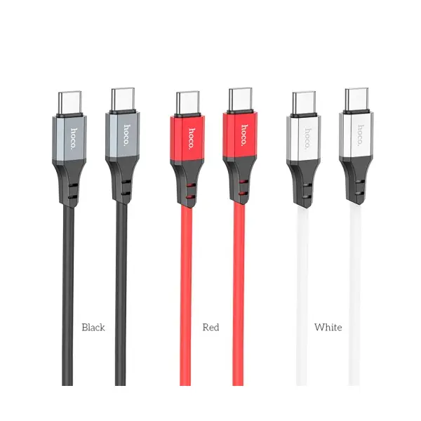 КАБЕЛЬ PD HOCO X86 TYPE-C TO TYPE-C SPEAR 60W SILICONE CHARGING DATA CABLE 1M, ЧОРНИЙ