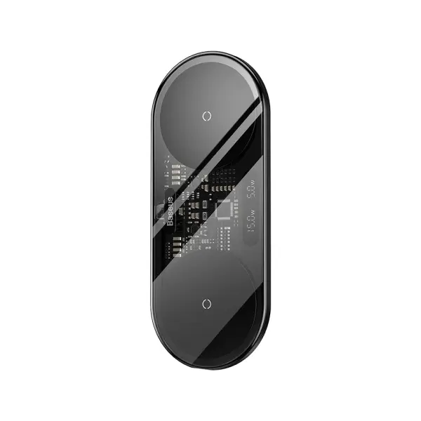MR4_61639 Бездротовий зарядний пристрій baseus digital led display 2in1 wireless charger 20w, чорний wxsx010101 
