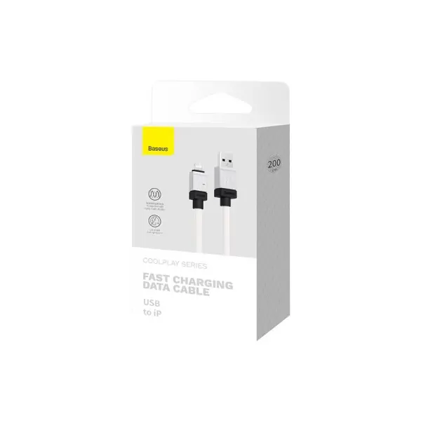 КАБЕЛЬ BASEUS COOLPLAY SERIES FAST CHARGING CABLE USB-A TO LIGHTNING 2.4A 2M, БІЛИЙ CAKW000502