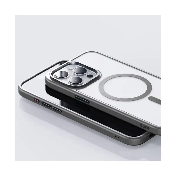 ЧОХОЛ ROCK METAL-LENS SHIELD WITH MAGNETIC ДЛЯ IPHONE 15 TITANIUM, ЧОРНИЙ