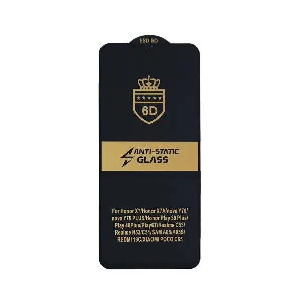 MR4_100166 Захисне скло 6d anti-static для redmi 13c, poco m6 5g, poco c65, чорний, (тех. пак) 