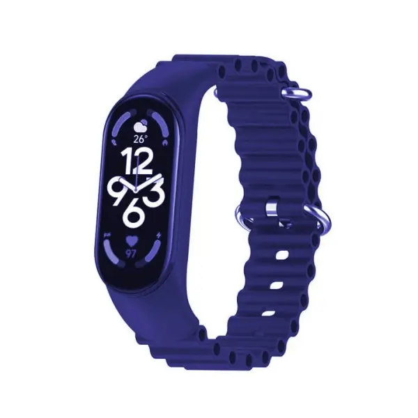 РЕМІНЕЦЬ ДЛЯ XIAOMI MI BAND 3, 4, 5, 6, 7 OCEAN BAND MIDNIGHT СИНІЙ