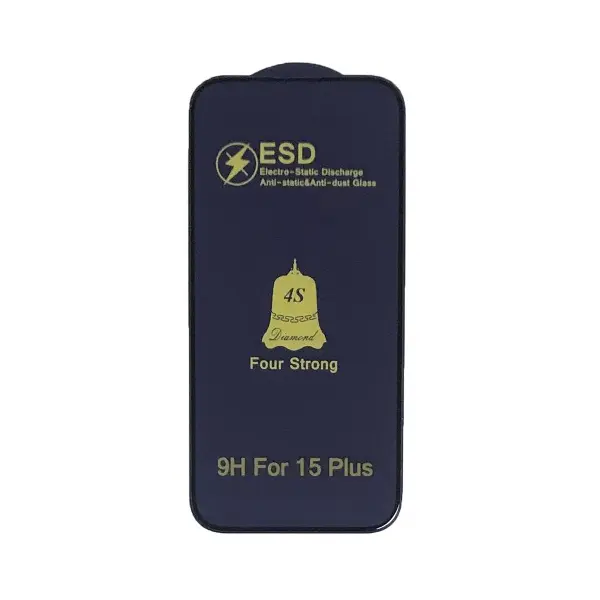 MR4_104793 Захисне скло esd 4s anti-static для iphone 15 plus, чорний (тех. пак) 