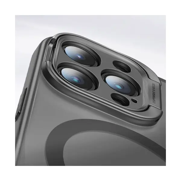 MR4_104814 Чохол rock guard with magnetic (foldable bracket) для iphone 15 titanium, чорний 