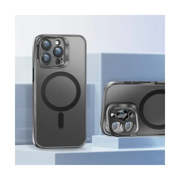 MR4_104814 Чохол rock guard with magnetic (foldable bracket) для iphone 15 titanium, чорний 