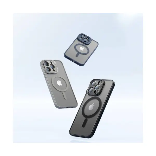 ЧОХОЛ ROCK GUARD WITH MAGNETIC (FOLDABLE BRACKET) ДЛЯ IPHONE 15 TITANIUM, СІРИЙ