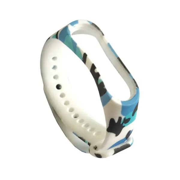 MR4_105879 Ремінець для xiaomi mi band 5, 6, 7 camouflage, чорний-blue-білий 