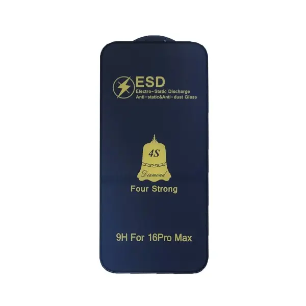 ЗАХИСНЕ СКЛО ESD 4S ANTI-STATIC ДЛЯ IPHONE 16 PRO MAX, ЧОРНИЙ (ТЕХ. ПАК)