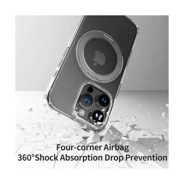 ЧОХОЛ ROCK CRYSTAL ROTATING WITH MAGNETIC (FOLDABLE BRACKET) ДЛЯ IPHONE 16 PRO TRANSPARENT