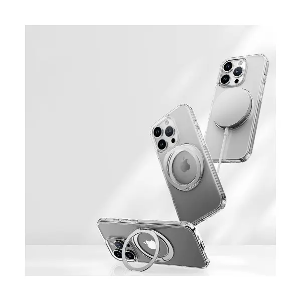 ЧОХОЛ ROCK CRYSTAL ROTATING WITH MAGNETIC (FOLDABLE BRACKET) ДЛЯ IPHONE 16 PRO TRANSPARENT