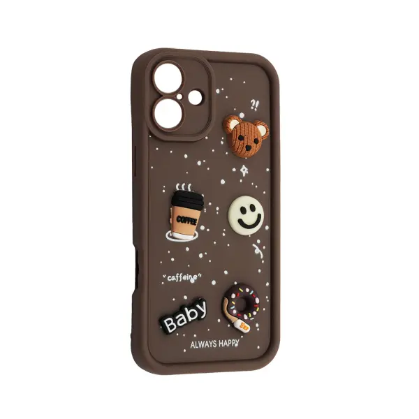 MR4_106672 Чохол happy donut case для iphone 16 plus brown 