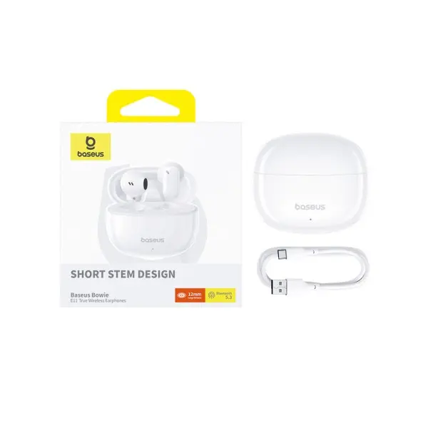 НАВУШНИКИ BASEUS BOWIE E11 TRUE WIRELESS EARPHONES, БІЛИЙ A00053500213-Z1