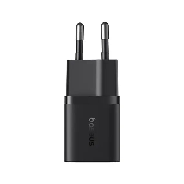 МЕРЕЖЕВИЙ ЗАРЯДНИЙ ПРИСТРІЙ BASEUS GAN5 FAST CHARGER (MINI) 1C 25W EU, ЧОРНИЙ P10110909113-00