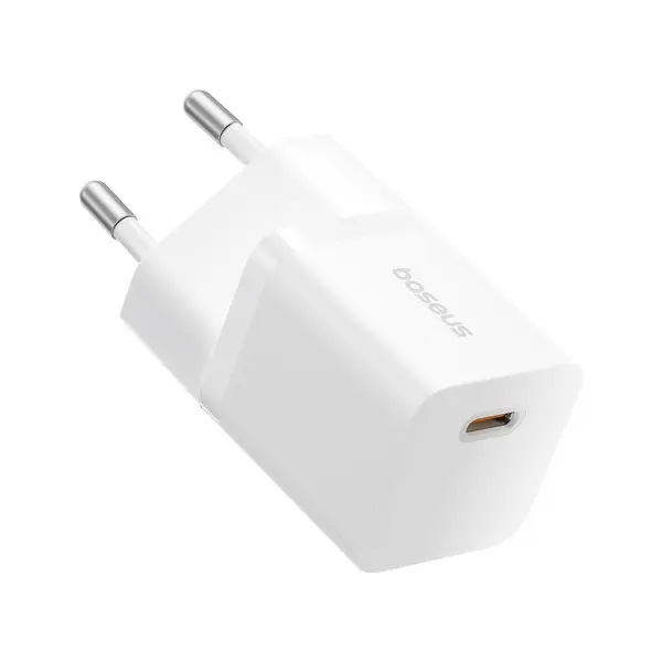 МЕРЕЖЕВИЙ ЗАРЯДНИЙ ПРИСТРІЙ BASEUS GAN5 FAST CHARGER (MINI) 1C 25W EU, БІЛИЙ P10110909213-00