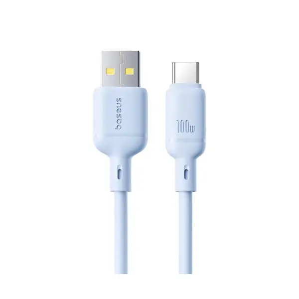 КАБЕЛЬ BASEUS SILKY SERIES USB-A TO TYPE-C 100W 1M СИНІЙ P10377703313-00