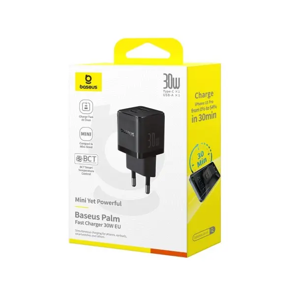 MR4_129010 Мережевий зарядний пристрій baseus palm type-c+usb 30w, чорний p1011160a113-00 