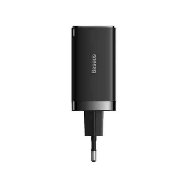 МЕРЕЖЕВИЙ ЗАРЯДНИЙ ПРИСТРІЙ BASEUS GAN5 PRO FAST CHARGER 2C+U 65W EU CABLE TYPE-C TO TYPE-C 1M, ЧОРНИЙ CCGP120201
