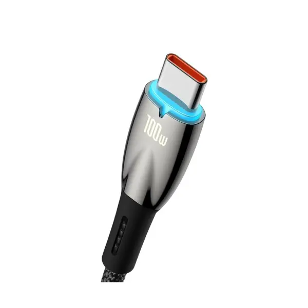 КАБЕЛЬ BASEUS GLIMMER SERIES FAST CHARGING DATA CABLE USB-A TO TYPE-C 100W 1M, ЧОРНИЙ CADH000401