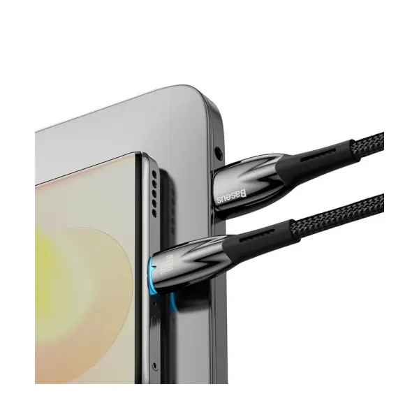 КАБЕЛЬ BASEUS GLIMMER SERIES FAST CHARGING DATA CABLE USB-A TO TYPE-C 100W 1M, ЧОРНИЙ CADH000401