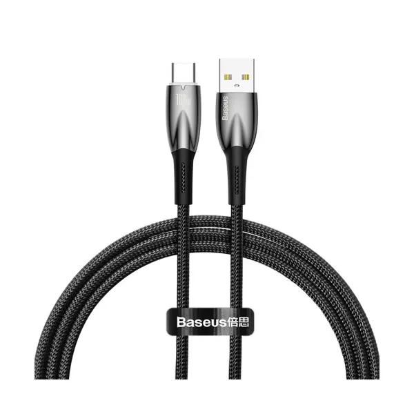 КАБЕЛЬ BASEUS GLIMMER SERIES FAST CHARGING DATA CABLE USB-A TO TYPE-C 100W 1M, ЧОРНИЙ CADH000401