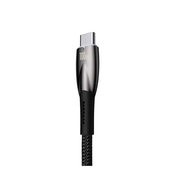 КАБЕЛЬ BASEUS GLIMMER SERIES FAST CHARGING DATA CABLE USB-A TO TYPE-C 100W 1M, ЧОРНИЙ CADH000401