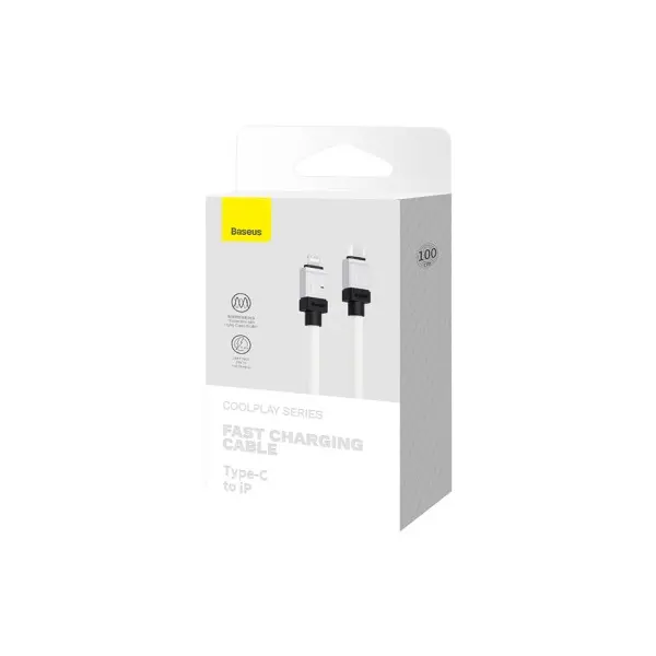 КАБЕЛЬ PD BASEUS COOLPLAY SERIES FAST CHARGING CABLE TYPE-C TO LIGHTNING 20W 1M, БІЛИЙ CAKW000002