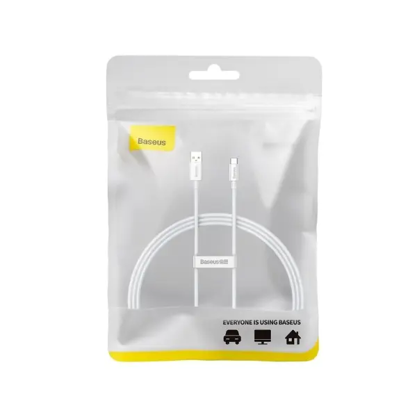 КАБЕЛЬ BASEUS SUPERIOR SERIES FAST CHARGING TYPE-C 100W 1M MOON, БІЛИЙ P10320102214-01