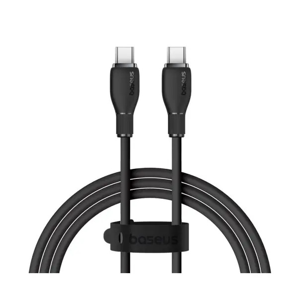 КАБЕЛЬ PD BASEUS PUDDING SERIES FAST CHARGING CABLE TYPE-C TO TYPE-C 100W 1.2M, ЧОРНИЙ P10355702111-00
