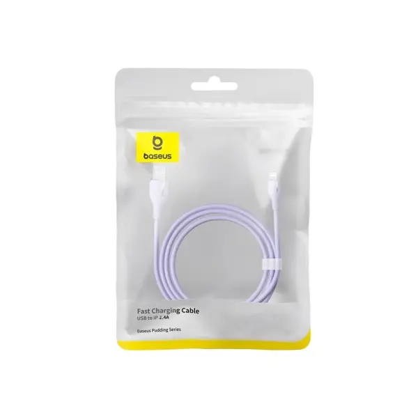 MR4_128932 Кабель baseus pudding series fast charging cable usb-a to lightning 2.4a 1.2m пурпуровий p10355700511-00 