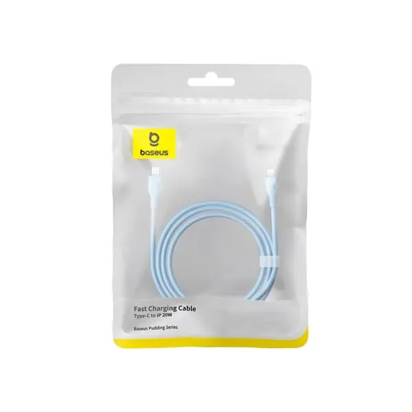 КАБЕЛЬ PD BASEUS PUDDING SERIES FAST CHARGING CABLE TYPE-C TO LIGHTNING 20W 1.2M СИНІЙ P10355701311-00