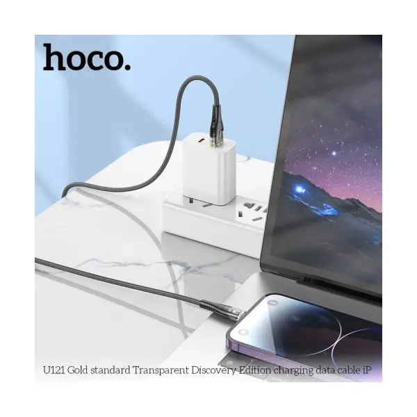 MR4_131810 Кабель pd hoco u121 gold standard transparent discovery edition ip 1.2m, чорний 
